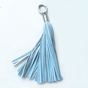 Leather Tassel, Pale blue or Sky blue long tassel, Large tassel image 2