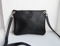 Black leather crossbody bag with zipper pocket, Black leather bag, Cross body purse product logo