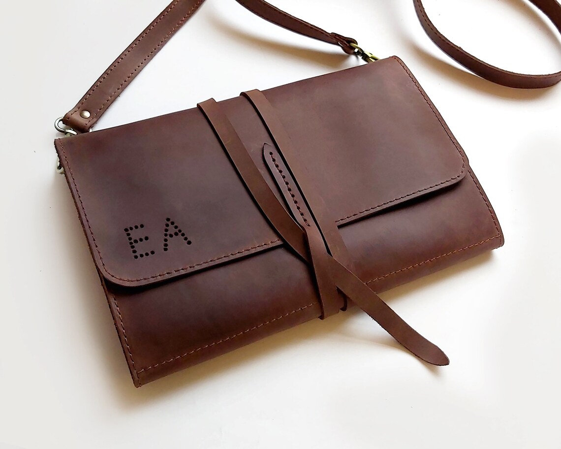 Leather Sketchbook Case With Pen Holder and Cross Body Strap Etsy