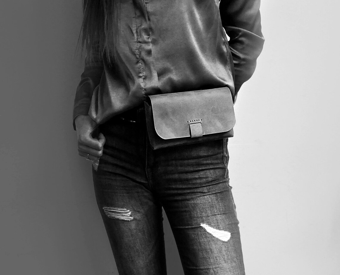 Black Bum Bag Leather Belt Bag Waist Bag Etsy