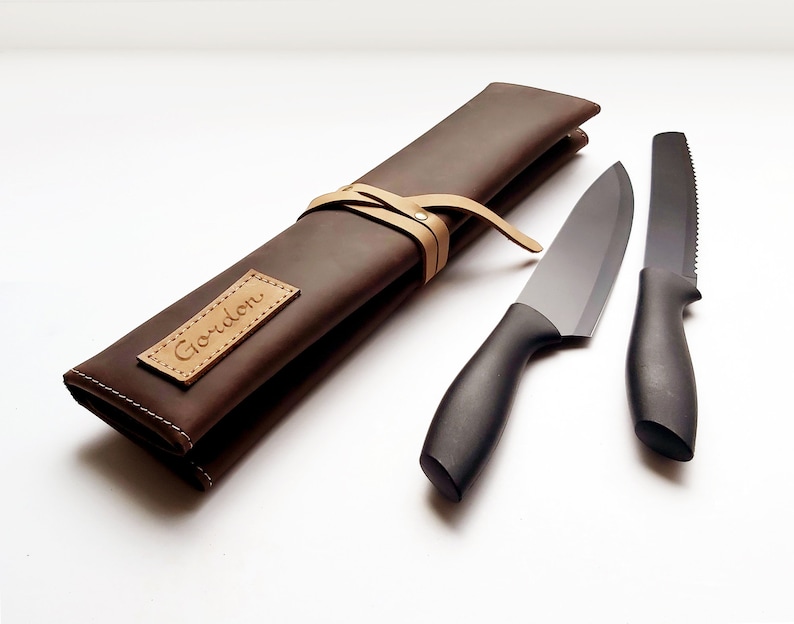 Leather Chefs Knife Roll 2 Slots Personalized Chefs Bag Etsy