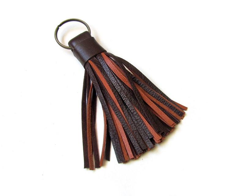 Leather Tassel Keychain Brown color Etsy