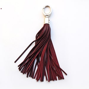 Leather Tassel, Burgundy or Metallic burgundy long tassel, Large tassel image 4