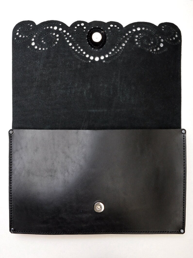 Leather clutch bag Handmade black lace clutch for women Etsy