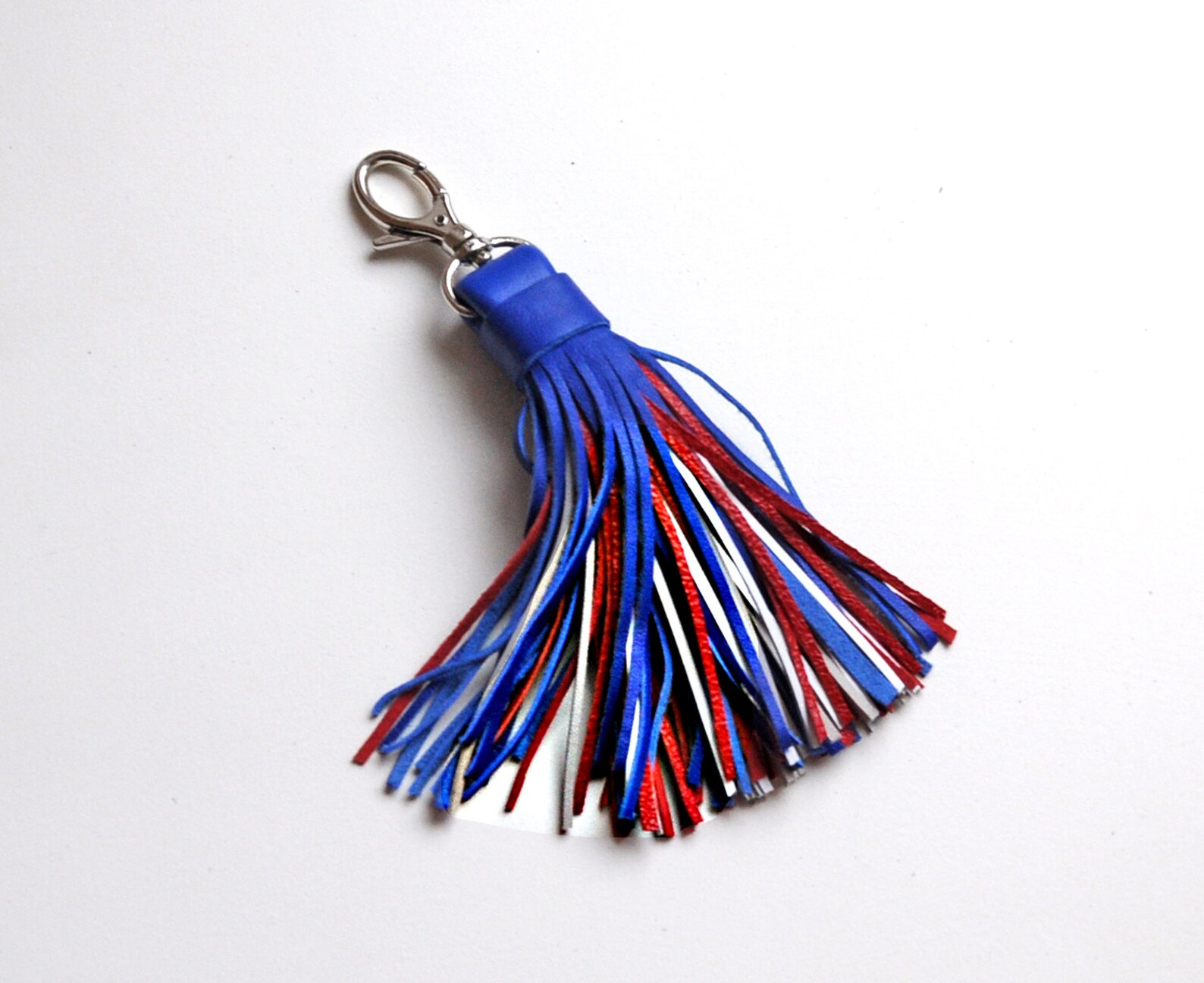 Leather Tassel Leather Keychain Red Blue White Etsy