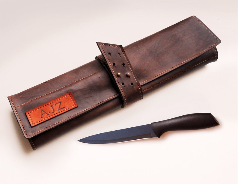 Personalized Chef Knife Roll Leather Knife Bag Etsy