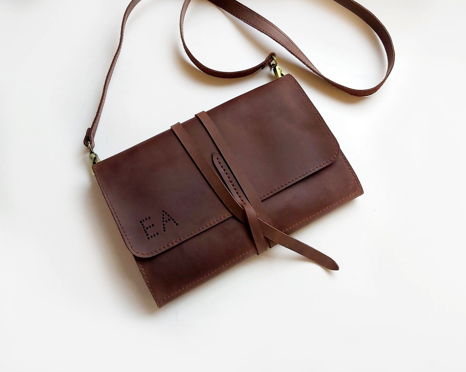 Leather Sketchbook Case With Pen Holder and Cross Body Strap Etsy