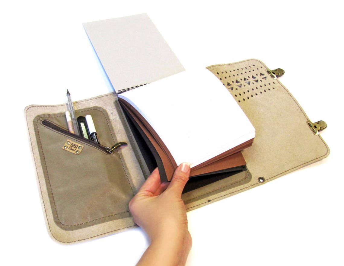 Leather Sketchbook Case With Pen Holder and Cross Body Strap Etsy