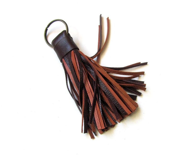 Leather Tassel Keychain Brown color Etsy
