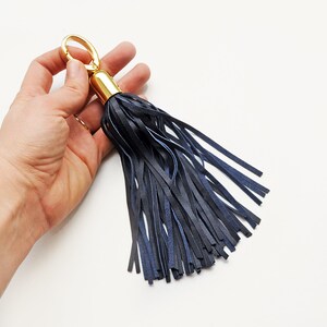 Leather Tassel, Serenity and Blue large tassel keychains image 6