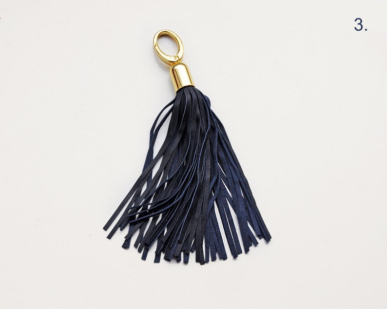 Leather Tassel, Serenity and Blue large tassel keychains image 4