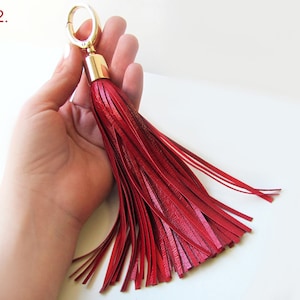 Leather Tassels, Red long tassel, Large tassel