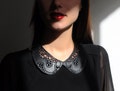 Leather lace collar necklace, Black Peter Pan detachable collar necklace product logo