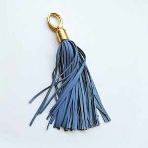 Leather Tassel, Serenity and Blue large tassel keychains image 2