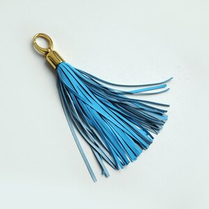 Leather Tassel, Pale blue or Sky blue long tassel, Large tassel image 4