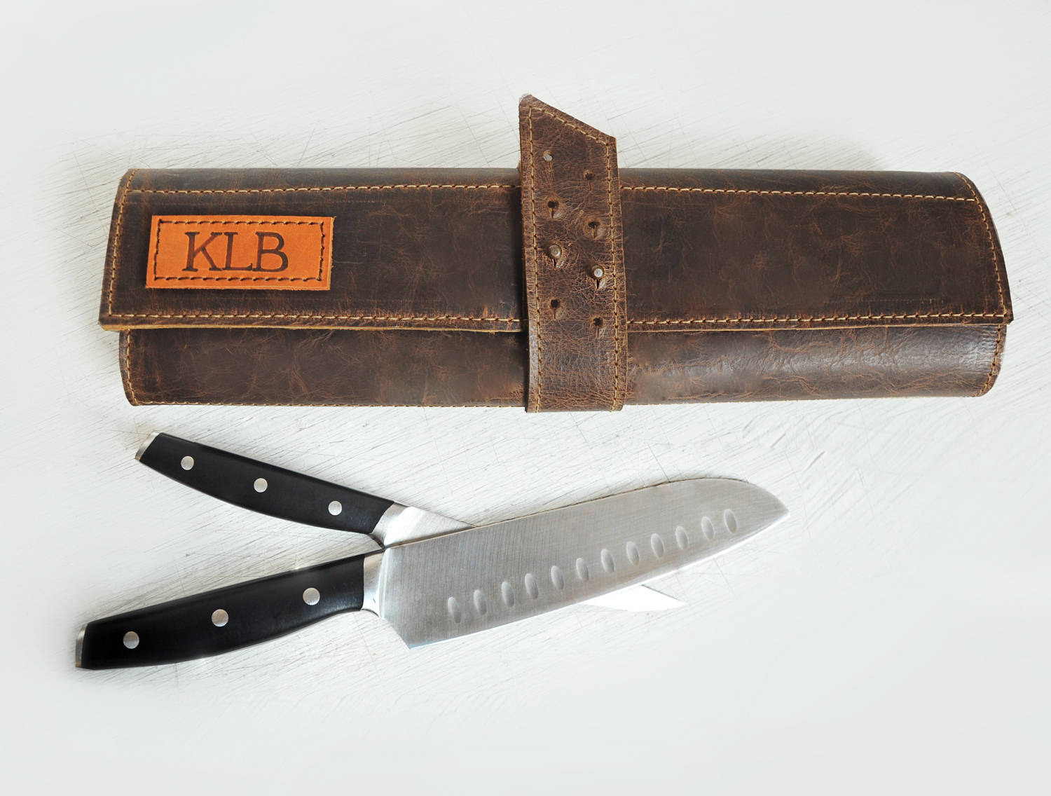 Leather knife roll Personalized chefs knife Case Dark brown Etsy