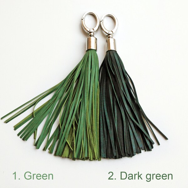 Green Leather Tassel Etsy