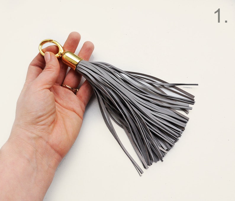 Leather Tassels Gray Tones Long Tassels Large Tassel Etsy