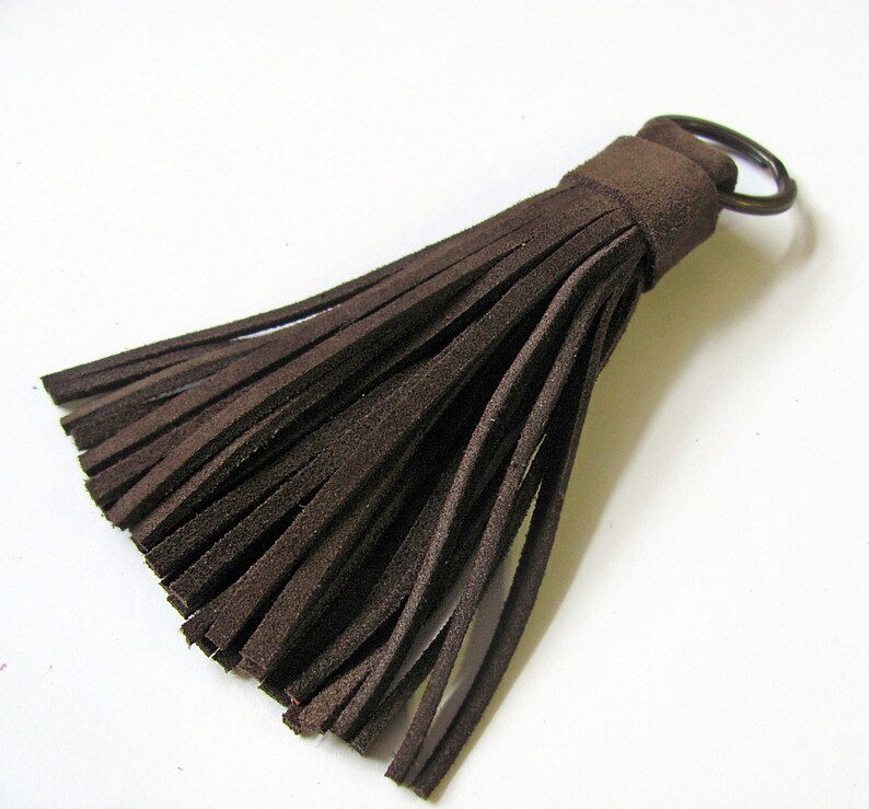 Leather Tassel Keychain Dark Brown Color Etsy