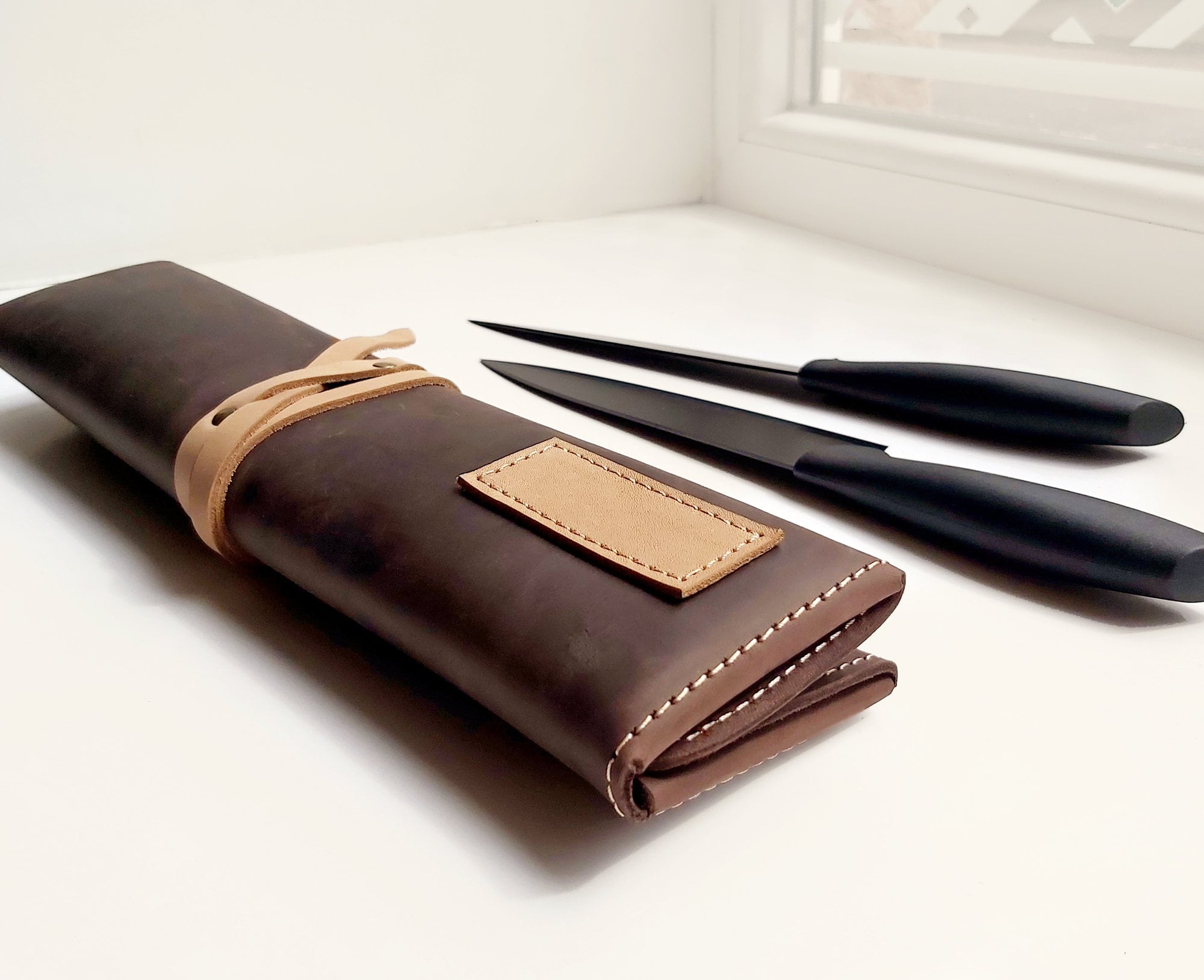 Leather Chefs Knife Roll 2 Slots Personalized Chefs Bag Etsy