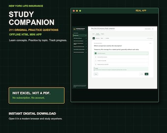 New York Life Insurance Study Companion | 211 Practice Questions | Offline HTML Mini App