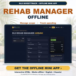 DLS Rehab Manager Offline | Hulpmiddel voor vastgoedbeleggers (HTML, tweetalig)