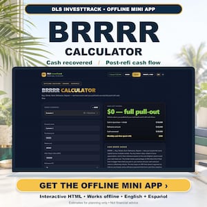 BRRRR Calculator | Buy Rehab Rent Refinance Repeat Tool (EN/ES) (Instant Download)