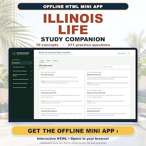 Lernhilfe für die Lebensversicherung in Illinois | 211 Übungsfragen | Offline-HTML-Mini-App