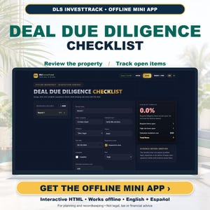 Checklist voor due diligence bij vastgoed | Tweetalige (EN/ES) HTML-app (direct te downloaden)