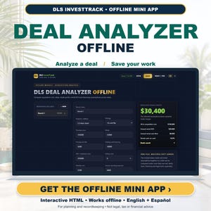 Analisador de Negócios DLS Offline | Ferramenta de Investimento Imobiliário (HTML, Bilíngue)