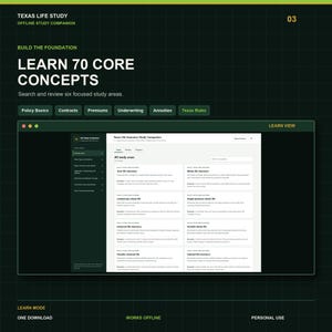 Texas Life Insurance Study Companion | 211 Practice Questions | Offline HTML Mini App image 3