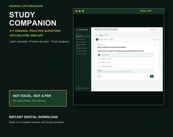 Georgia Life Insurance Study Companion | 211 Practice Questions | Offline HTML Mini App