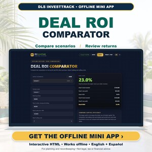Deal ROI Comparator | Real Estate Investor Tool | Bilingual English Spanish | Offline HTML | Instant Download