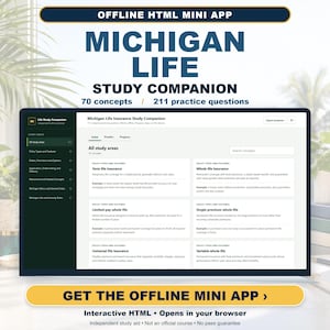 Michigan Life Insurance Study Companion | 211 Practice Questions | Offline HTML Mini App