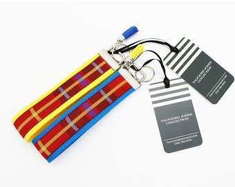 Colorful Keychain - Plaid Keychain - Key Wristlet - Fabric Key Holder - Key Ring Bracelet - Key Lanyard - Key Strap