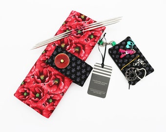 DPN Needle Holder, Flexiflips Knitting Needles, Double Point Needle, Floral Paris Fabric, Circular Needle Case, Needle Storage Case