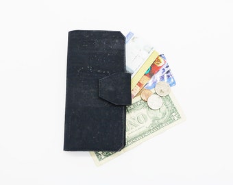 Ladies Tall Wallet with Card ID Pocket, Cork Fabric, Vegan, Sustainable, Eco-Friendly, RFID, Women's Billfold, Bi-Fold Clutch, Handmade