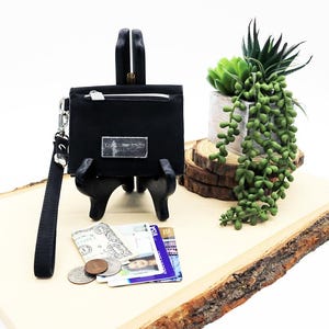 Black Sueded Slim RFID Magnetic Wallet : Faux Leather, Hidden Magnetic Closure