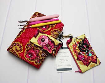 Floral Crochet Case - Crochet Hook Storage - Floral Crochet Roll - Hook Organizer - Crochet Hook Holder - Crochet Hooks - Joel Dewberry