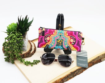 Zipper Eyeglasses Case, Readers Sunglasses, Geometric Floral, Soft Eyeglass Case, Fabric Glasses Case, Spectacles Holder