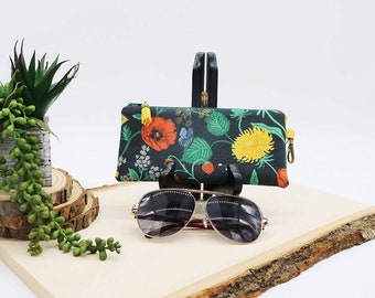 Zipper Glasses Case, Readers Sunglasses, Floral Canvas Fabric, Soft Eyeglass Case, Eyeglasses Pouch, Spectacles Holder, Rifle Paper Co