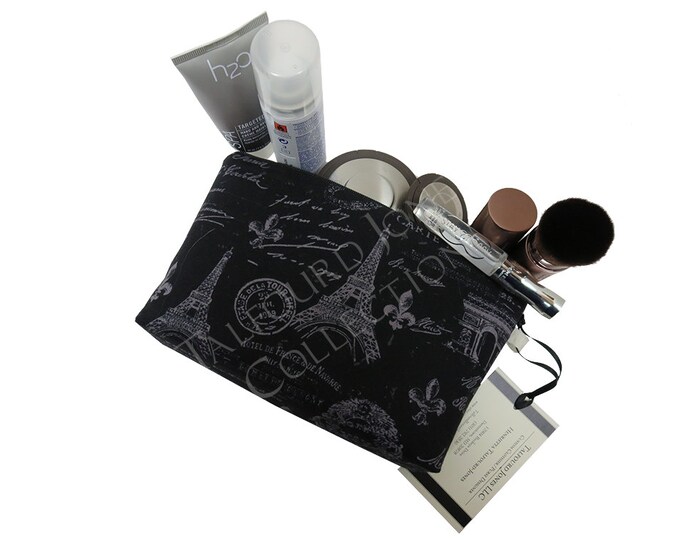 Black Charcoal Grey Paris Makeup Bag French Inspired Etsy