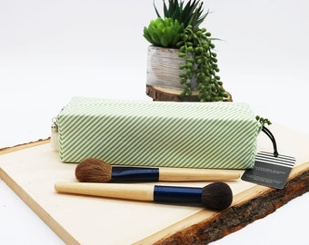 Rectangular Pouch, Zipper Pouch, Rectangle Bag, Diagonal Stripe Fabric, Makeup or Cosmetics, Makeup Brush Holder, Zippered Case