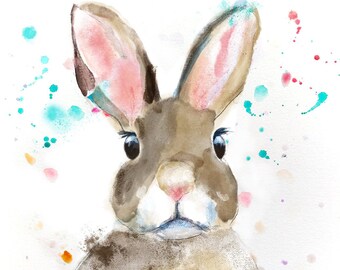 Bunny Print, Animal Watercolor, Animal Print, Bunny Watercolor, Bunny Art Print, Rabbit Art Print, Rabbit Print, Bunny Rabbit Watercolor