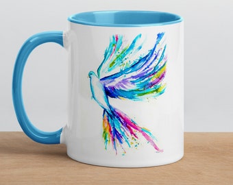 Dove of Peace Mug, Dove Mug, Bird Mug, Watercolor Mug, Coffee Mug, Coffee and Tea Ceramic Mug, Dove Gifts, Coffee Mug, Bird Lovers, Bird Art