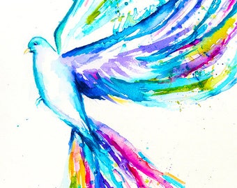 Bird Watercolor Painting, Bird Art Print, Bird Artwork, Bird Lover Gift, Bird Prints, Bird Painting, Bird Water Color Painting - Dove