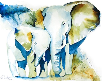 Elephant Painting, Animal Watercolor, Animal Print, Elephant Watercolor, Elephant Art Print, Elephant Print, Elephant Artwork