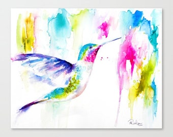 Bird Watercolor Painting, Bird Art Print, Bird Artwork, Bird Lover Gift, Bird Prints, Bird Painting, Bird Water Color Painting - Hummingbird