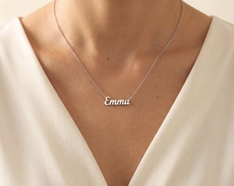 Custom Name Necklace, Personalized Script Name Necklace Silver, Dainty Nameplate Necklace Gold, Christmas Gift for Her, Bridesmaid Gift