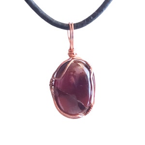 Wire Wrapped Garnet Pendant in Copper